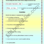 EMPHASIS CLEFT SENTENCES Worksheet Sentences Vocabulary Skills