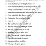 English Worksheets Complete Sentences