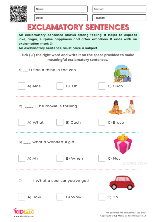 Exclamatory Sentence Free Printable Worksheets For Grade 1 Kidpid