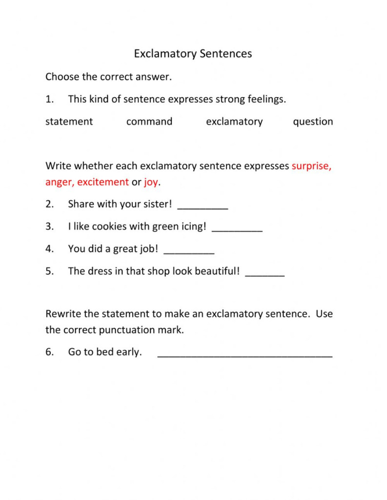 Exclamatory Sentences Interactive Worksheet