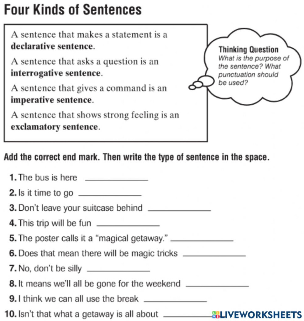 Ficha Online De Kinds Of Sentences Para 4