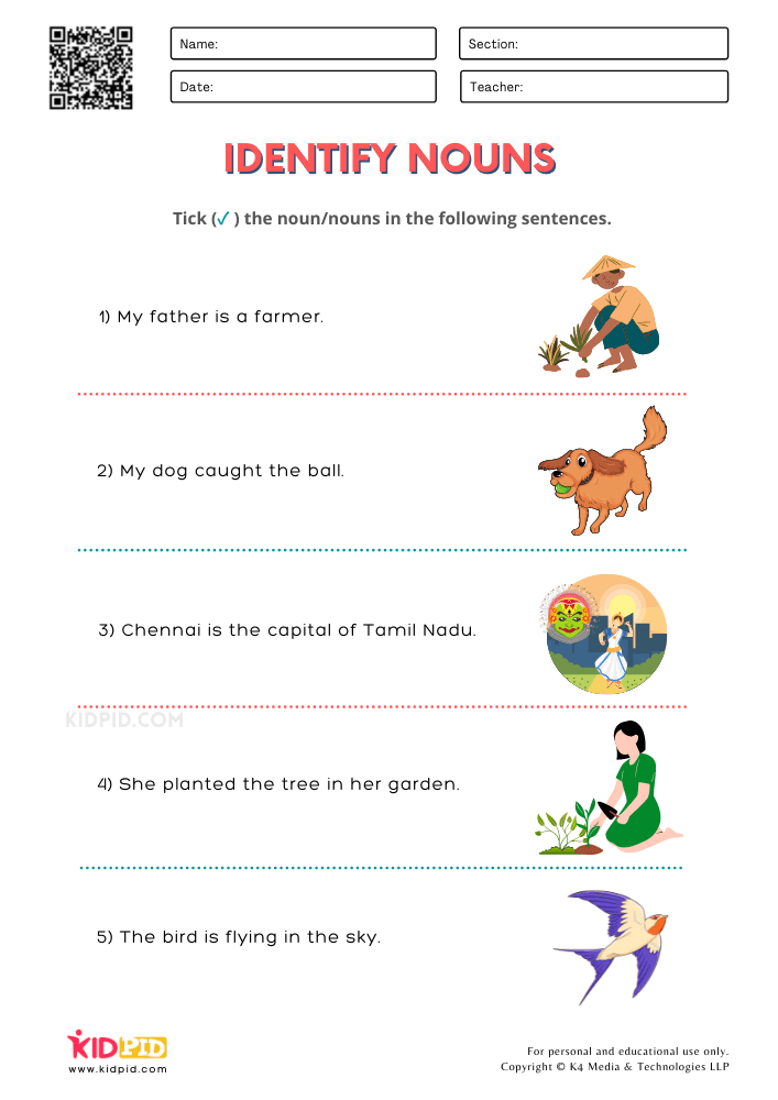 Find Nouns In Sentences Worksheets For Grade 2 Kidpid