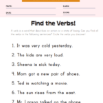 Find The Verbs Worksheet 8 First Grade Verb Worksheets Verb