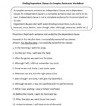 Finding Dependent Clauses Complex Sentences Worksheets Complex
