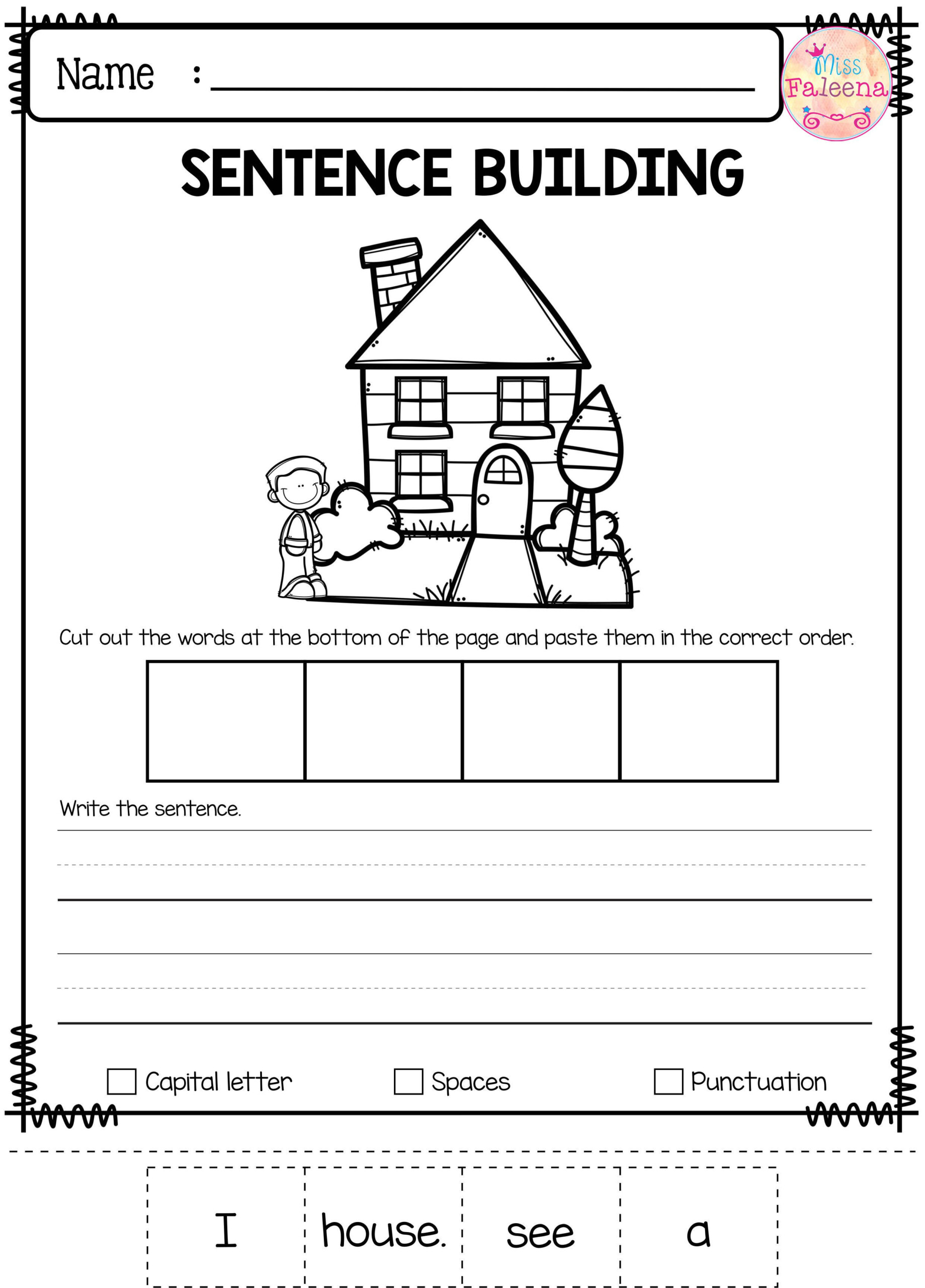 Free Sentence Building With Images Sentence Building Kindergarten 