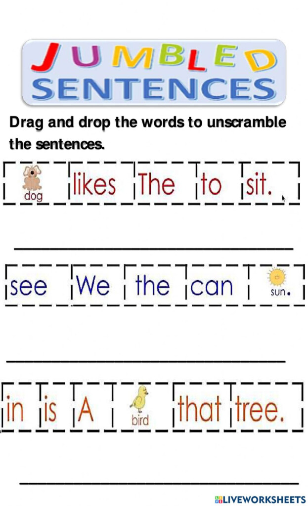 Grade 1 Jumbled Sentences Worksheet K5 Learning Unjumble The 