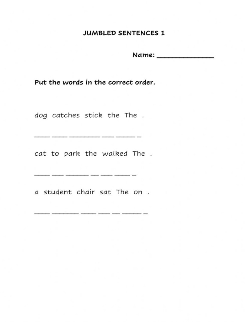 Grade 1 Jumbled Sentences Worksheet K5 Learning Unjumble The 