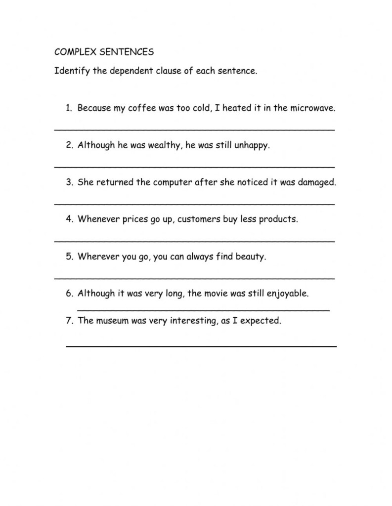 Independent And Dependent Clauses Worksheet