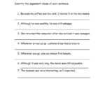 Independent And Dependent Clauses Worksheet