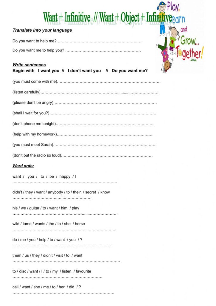 Infinitive Sentences Worksheet