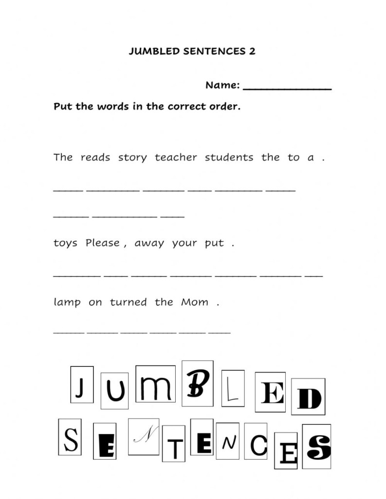 Jumble Sentences 2 Worksheet