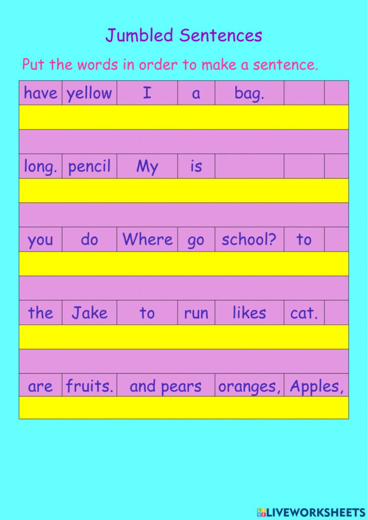 Jumbled Sentences Interactive Activity For Kindergarten