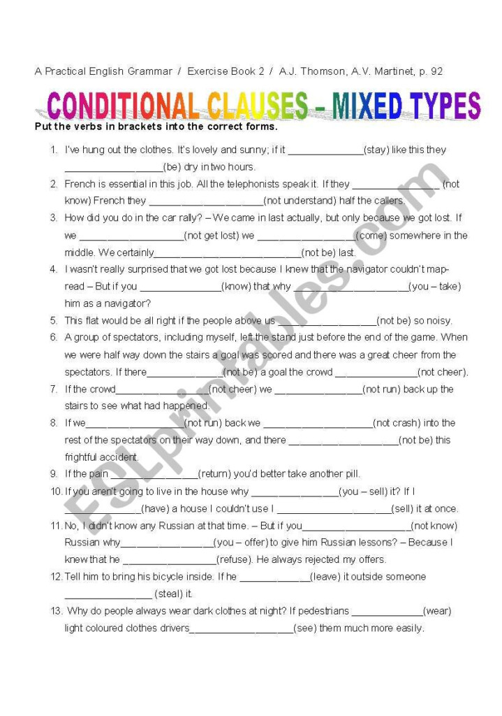 Mixed Conditionals ESL Worksheet By Borna