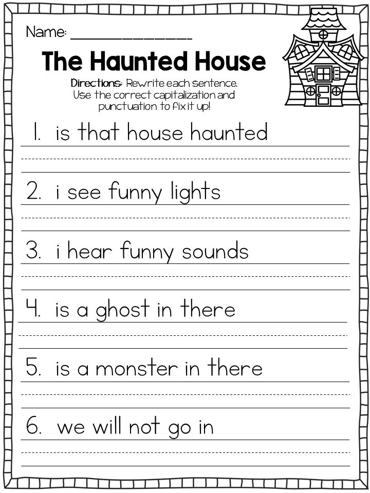 October Fix It Up Sentences Capitals End Punctuation And Commas 