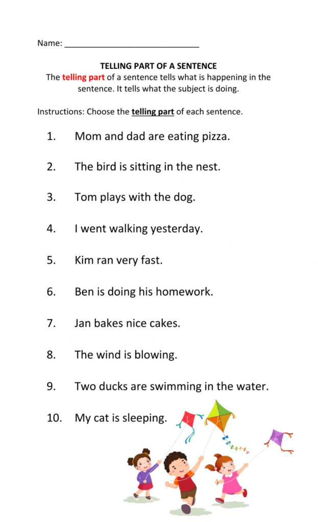  Parts Of A Sentence Worksheet Free Download Gambr co