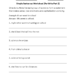 Re Writing Simple Sentences Worksheet Part 2 Simple Sentences Simple