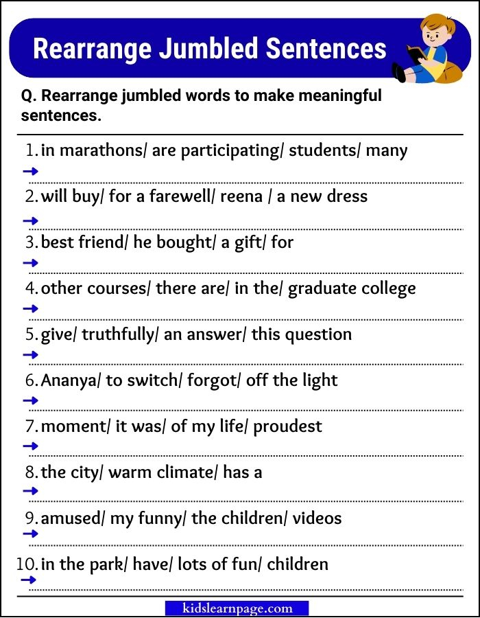 Rearrange Jumbled Sentences With Answers KidsLearnPage