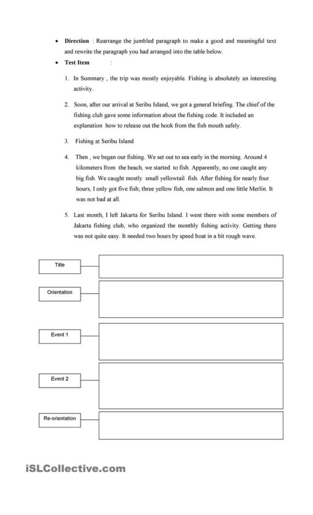 Recount Jumble Paragraph Kindergarten Worksheets Printable Reading 