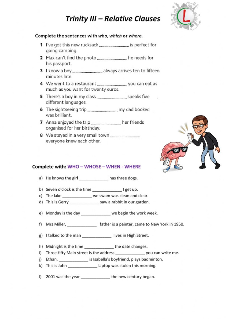 Relative Clauses Online Pdf Worksheet