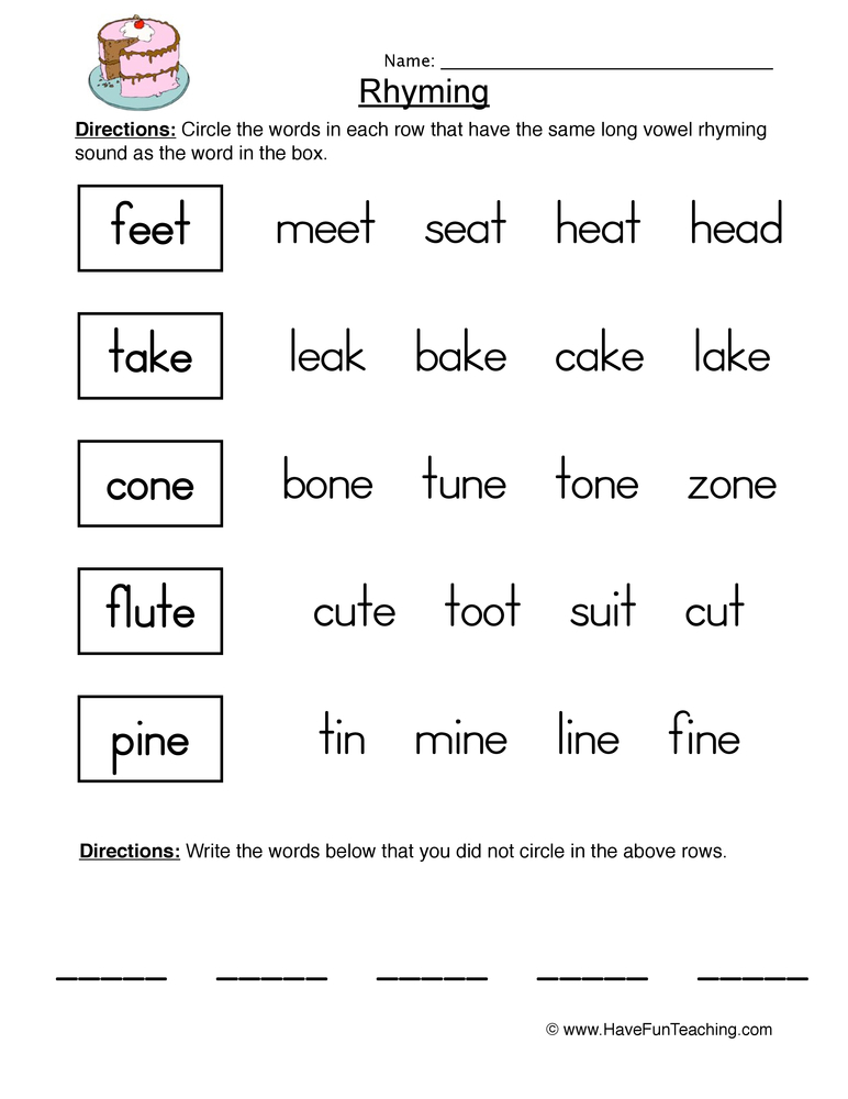 Rhyming Worksheets Have Fun Teaching