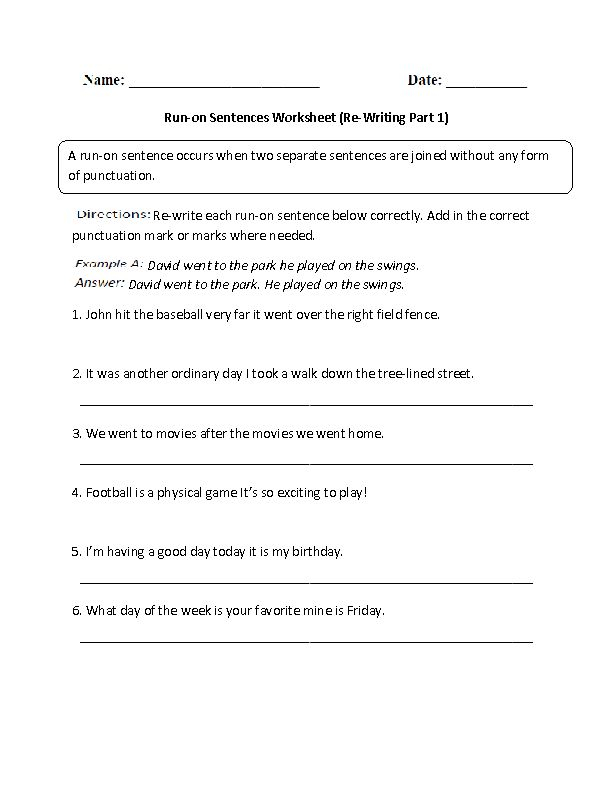 Run On Paragraph Worksheet Nidecmege