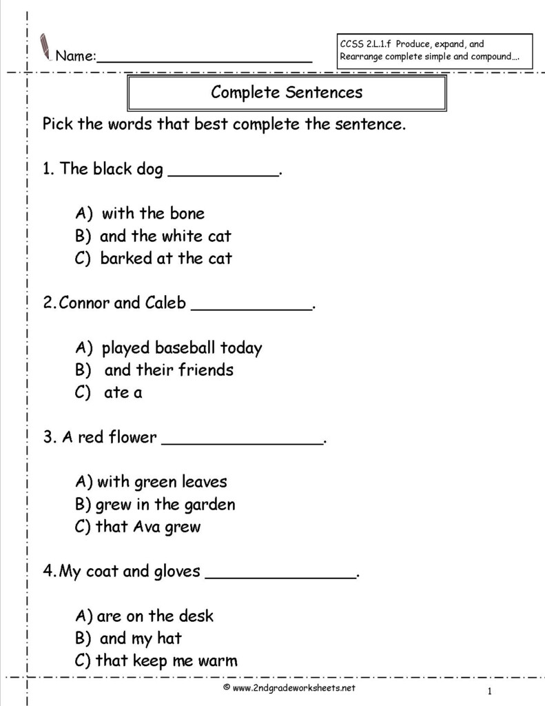 Second Grade Sentences Worksheets Ccss 2l1f Worksheets Writing 11 