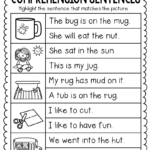 Sentence Comprehension Worksheets Kindergarten Worksheet Directory