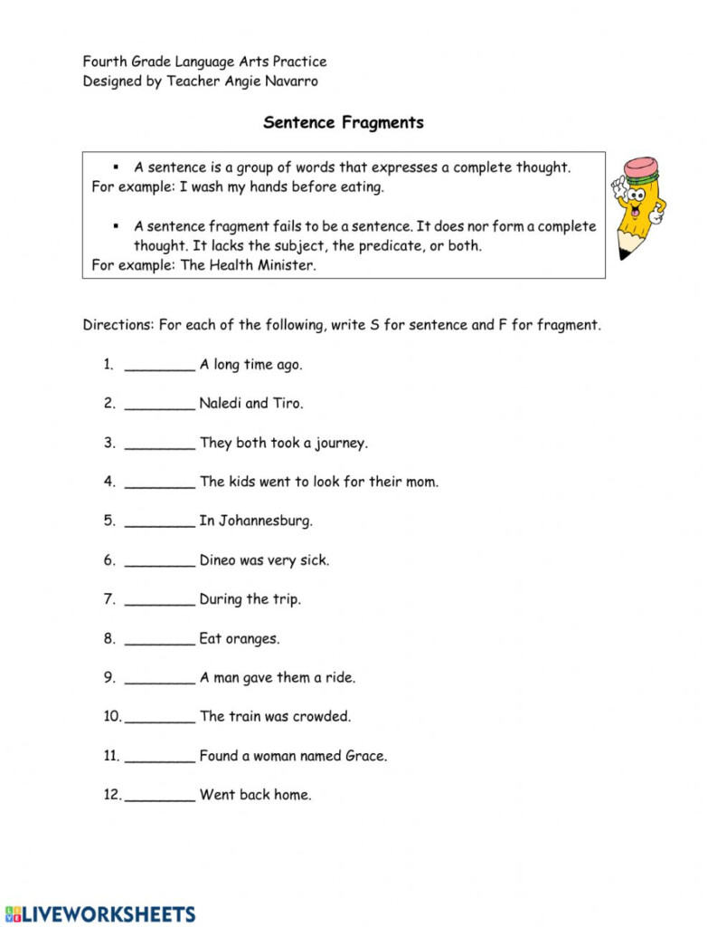 Sentence Or Fragment Worksheet