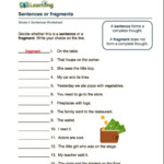 Sentence Or Fragment Worksheet