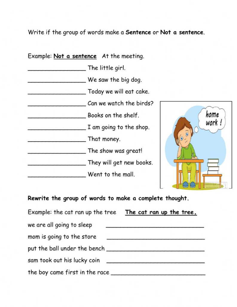 Sentences Worksheet