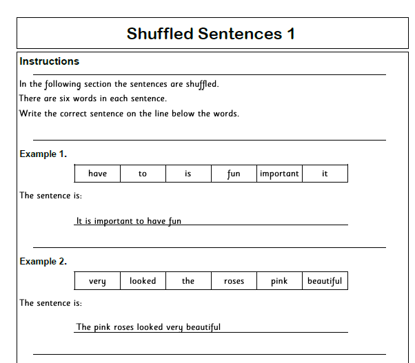 Shuffled Sentences Workbook Over 250 Questions 11 Plus Leap