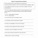 Simple And Compound Sentences Worksheet 7Th Grade Simple And Compound