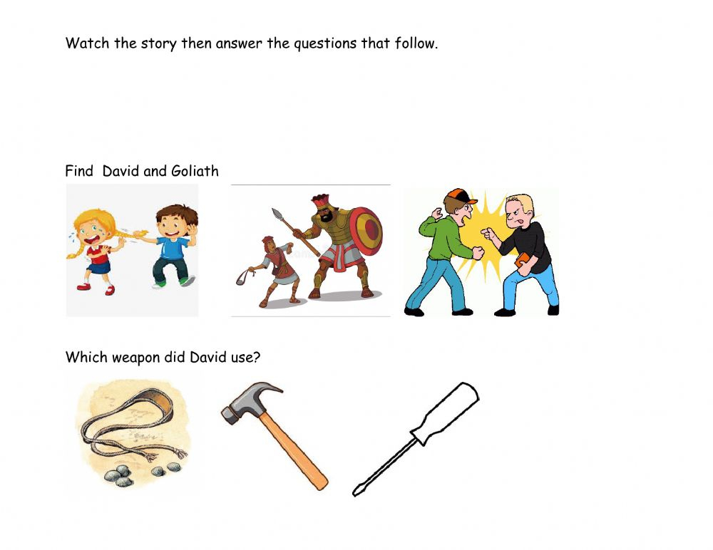 Story David And Goliath Worksheet