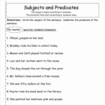 Subject And Predicate Worksheets Complete Predicates Worksheet
