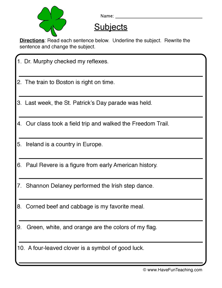 Subject Predicate Worksheet Have Fun Teaching