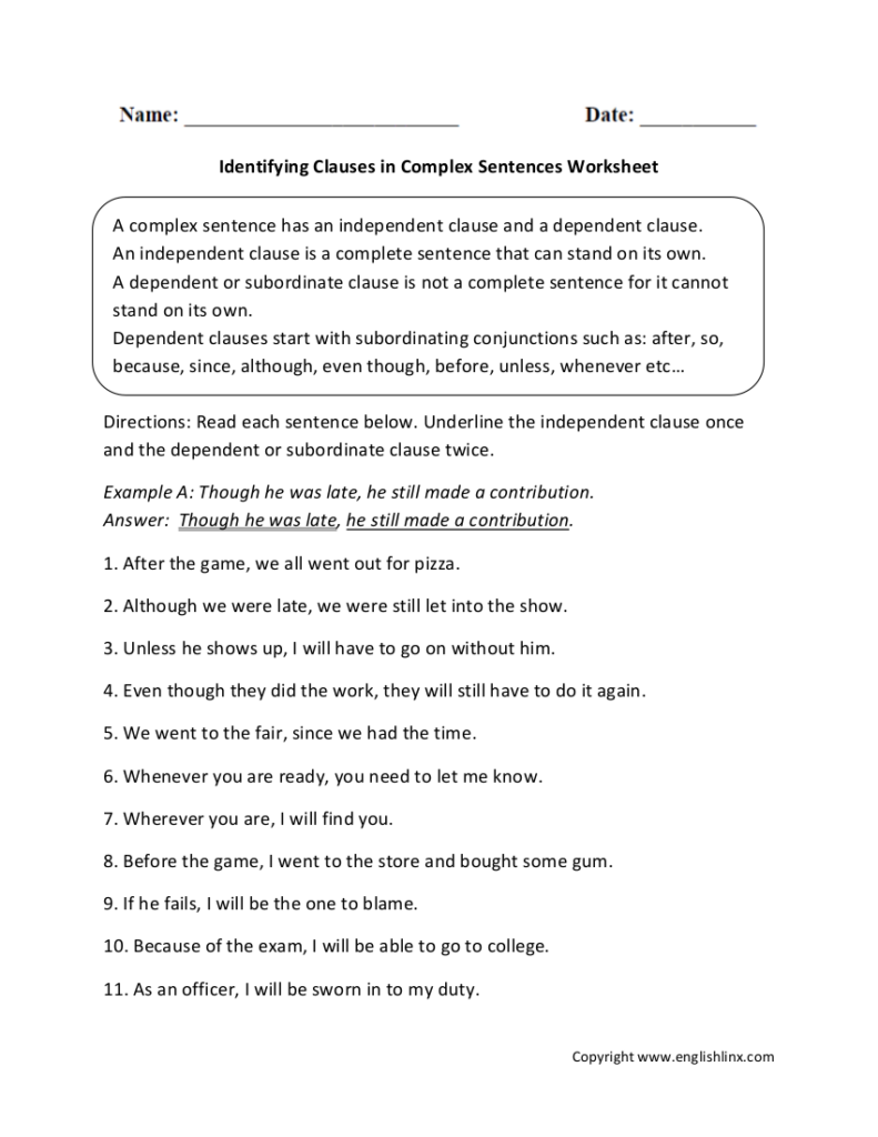 Subordinate Clause Examples Format Pdf Examples