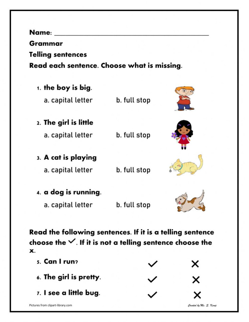 Telling Sentences Online Activity