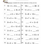 True Addition Number Sentences Worksheet Subtraction Worksheets