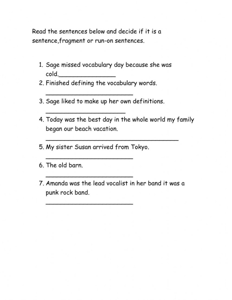 Types Of Sentences Exercise For Grade 5