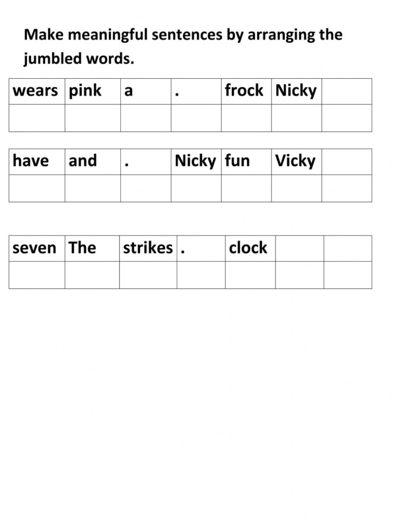 Unjumble Words To Make Sentence Worksheet