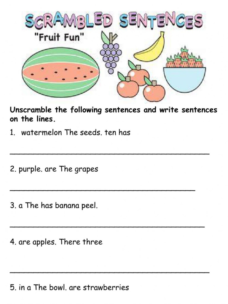 Unscramble Sentences Worksheet