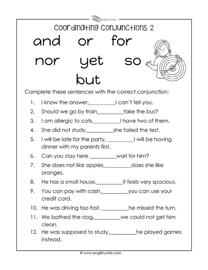 Using Conjunctions Worksheets For Grade 1 K5 Learning Conjunctions 