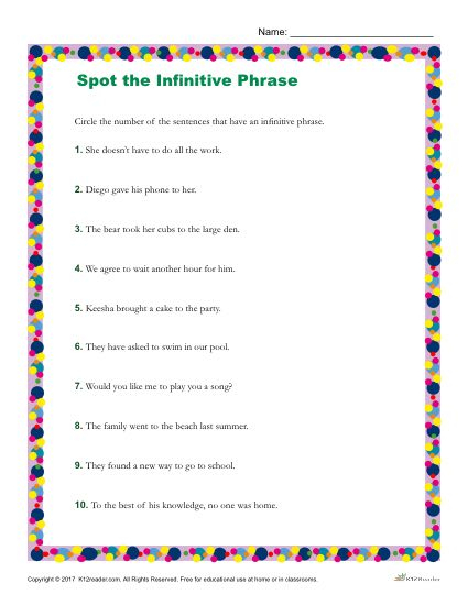 Which Sentence Contains An Infinitive Phrase