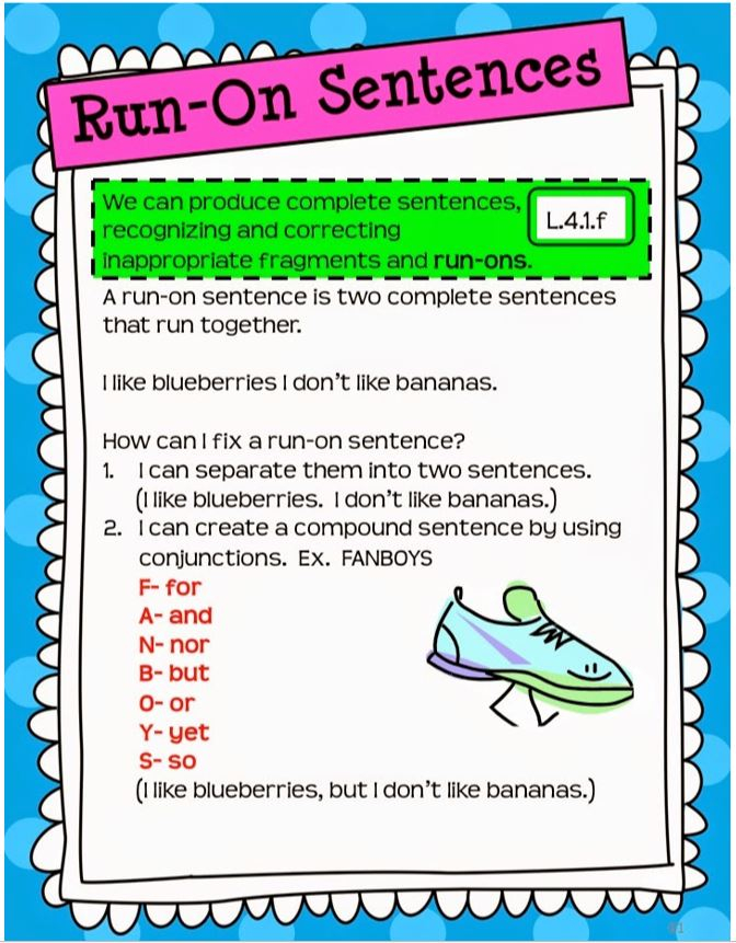 Word Study 4 30 20 Correcting Run On Sentences Mr Roberson ESL