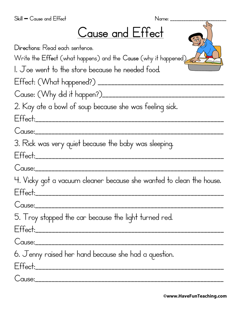 Write Cause And Effect Worksheet By Teach Simple