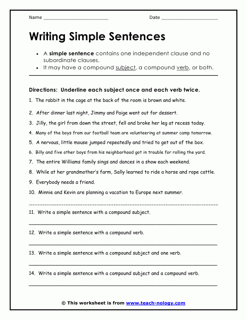 Writing Simple Sentences