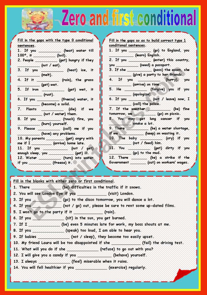 Zero And First Conditional ESL Worksheet By Zmarques