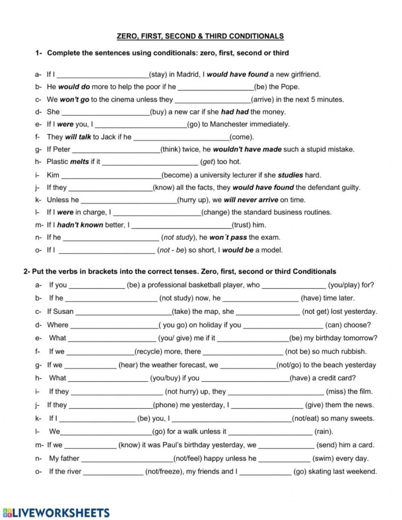 Zero Conditional Interactive Worksheet English Grammar Zero 