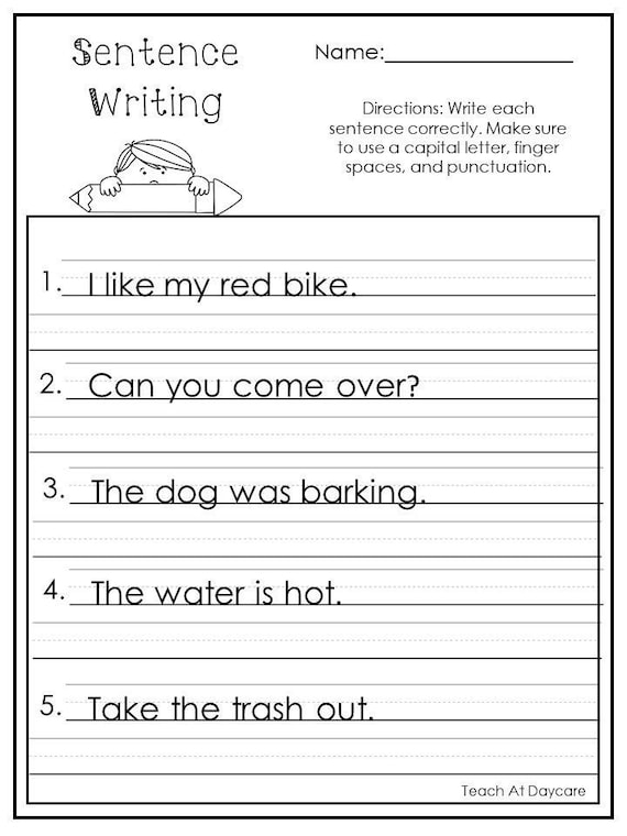 10 Printable Write The Sentence Worksheets 1st 3rd Grade ELA Etsy 