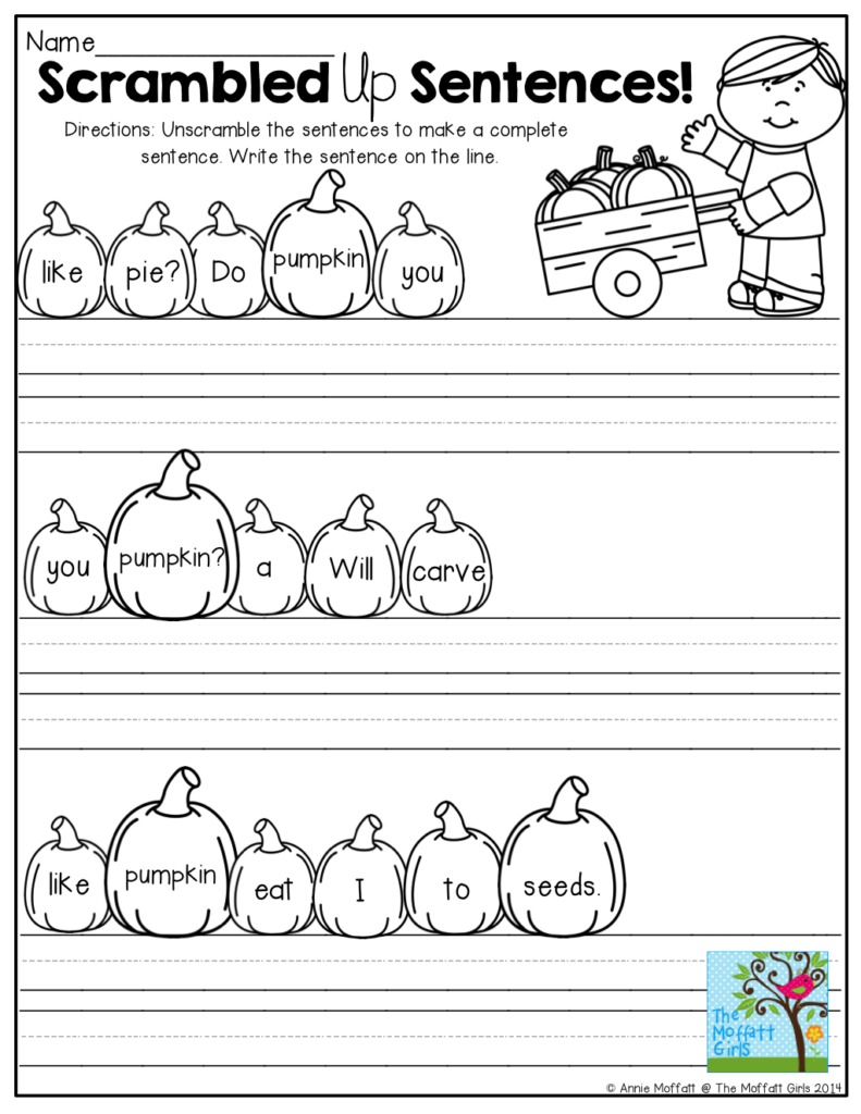 100 Unscramble Sentences Worksheet Scrambled Up Kindergarten Writing 